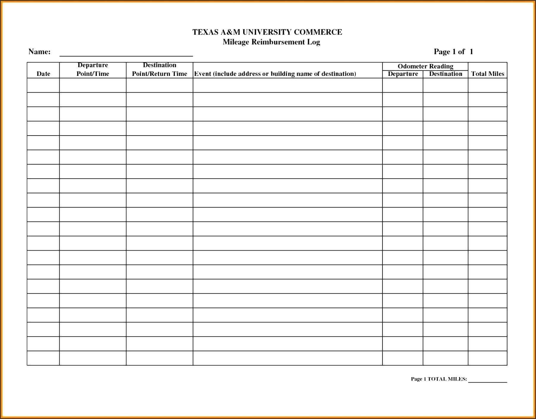 Template: Collection Of Free Printable Mileage Log Template Pertaining To Mileage Report Template