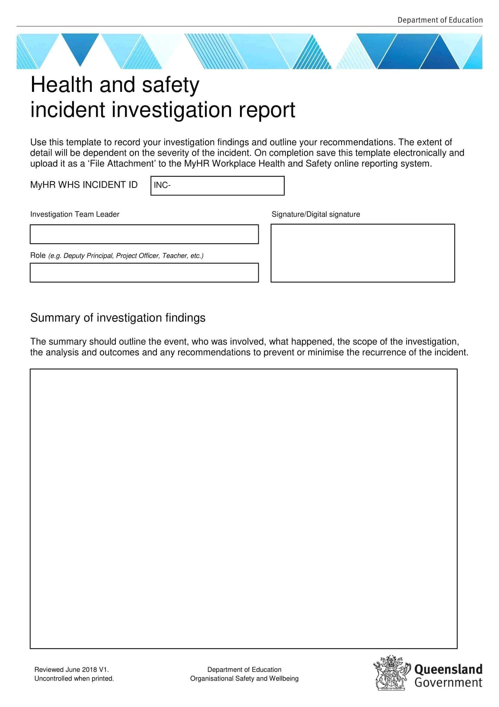 Template: Corrective Action Report Examples Health And Throughout Hr Investigation Report Template