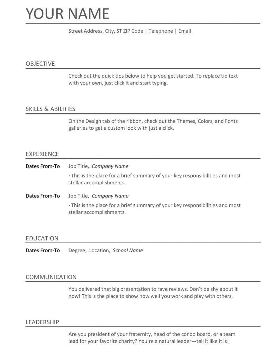 Template. Download Cv Templates Microsoft Word: Resumes And With College Student Resume Template Microsoft Word