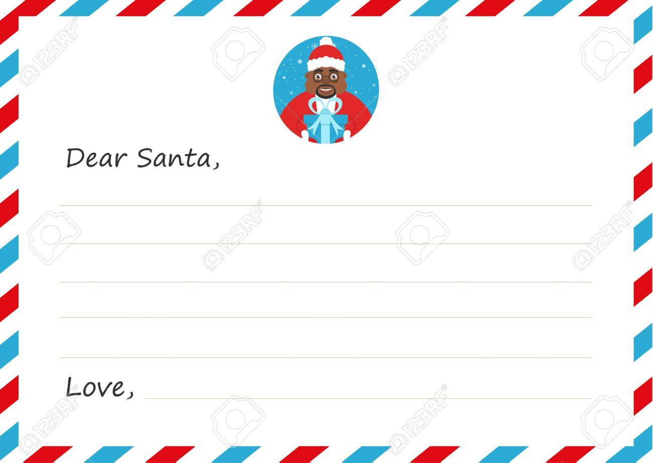 Template Envelope New Year's Or Christmas Letter To Cute African.. Within Christmas Note Card Templates