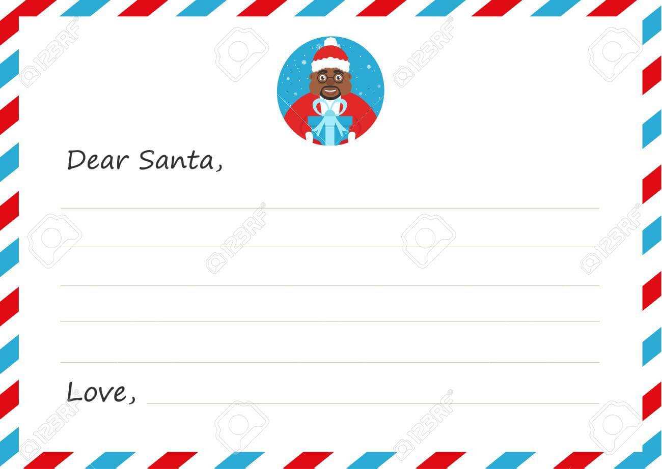 Template Envelope New Year's Or Christmas Letter To Cute African.. Within Christmas Note Card Templates