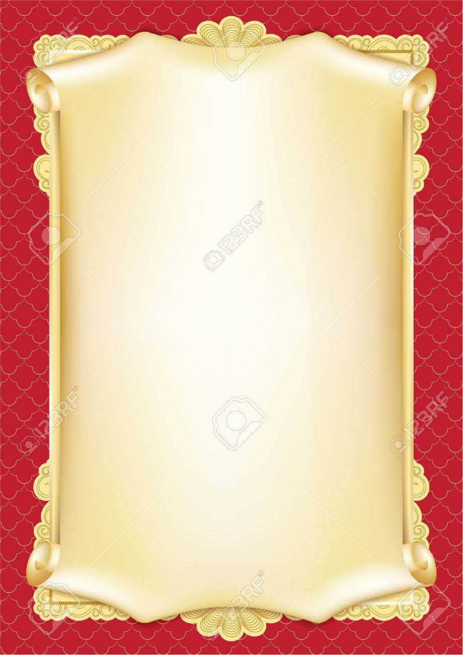 Template For Diploma, Certificate, Card With Scroll And Decorative.. With Certificate Scroll Template