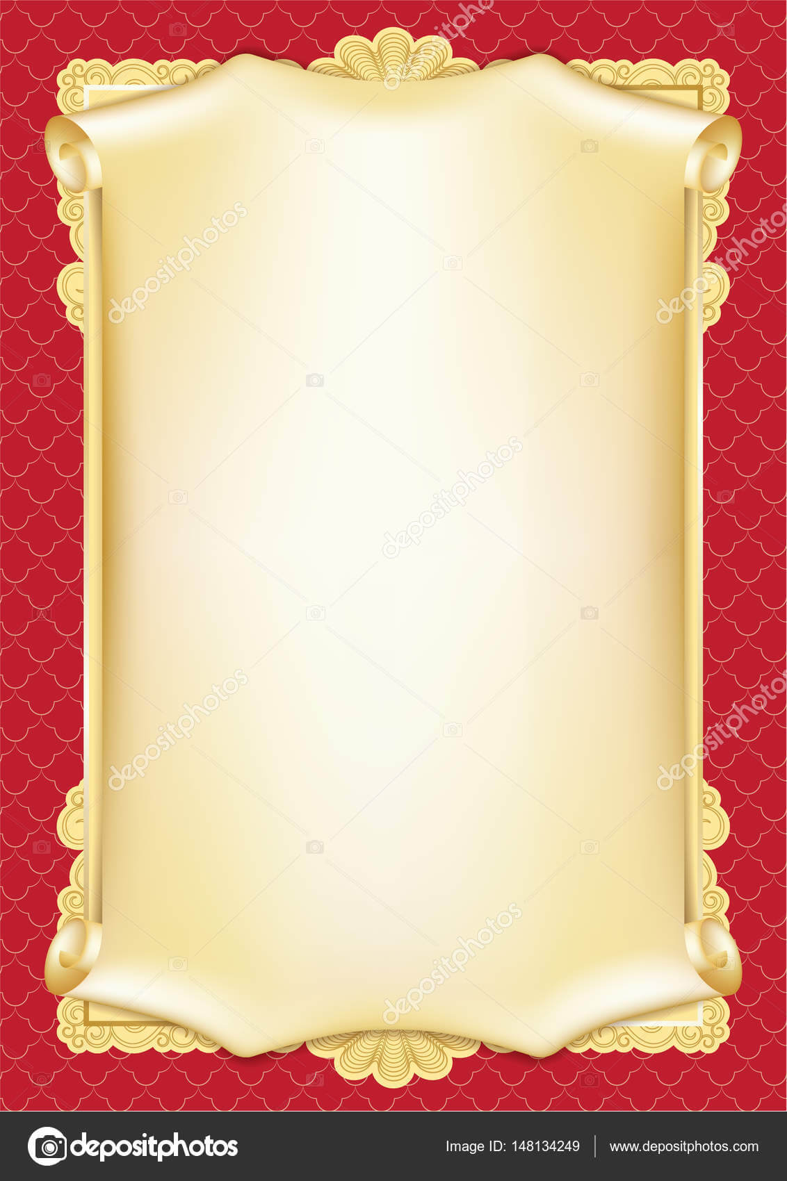 Template For Diploma, Certificate, Card With Scroll And Intended For Certificate Scroll Template