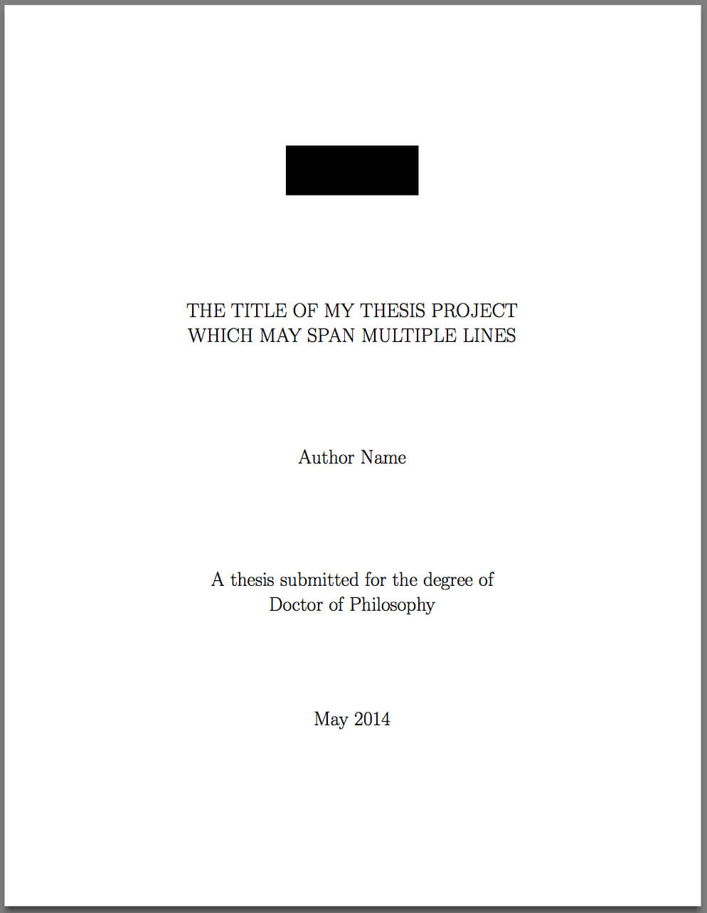 Template For Latex Phd Thesis Title Page – Texblog Within Latex Project Report Template