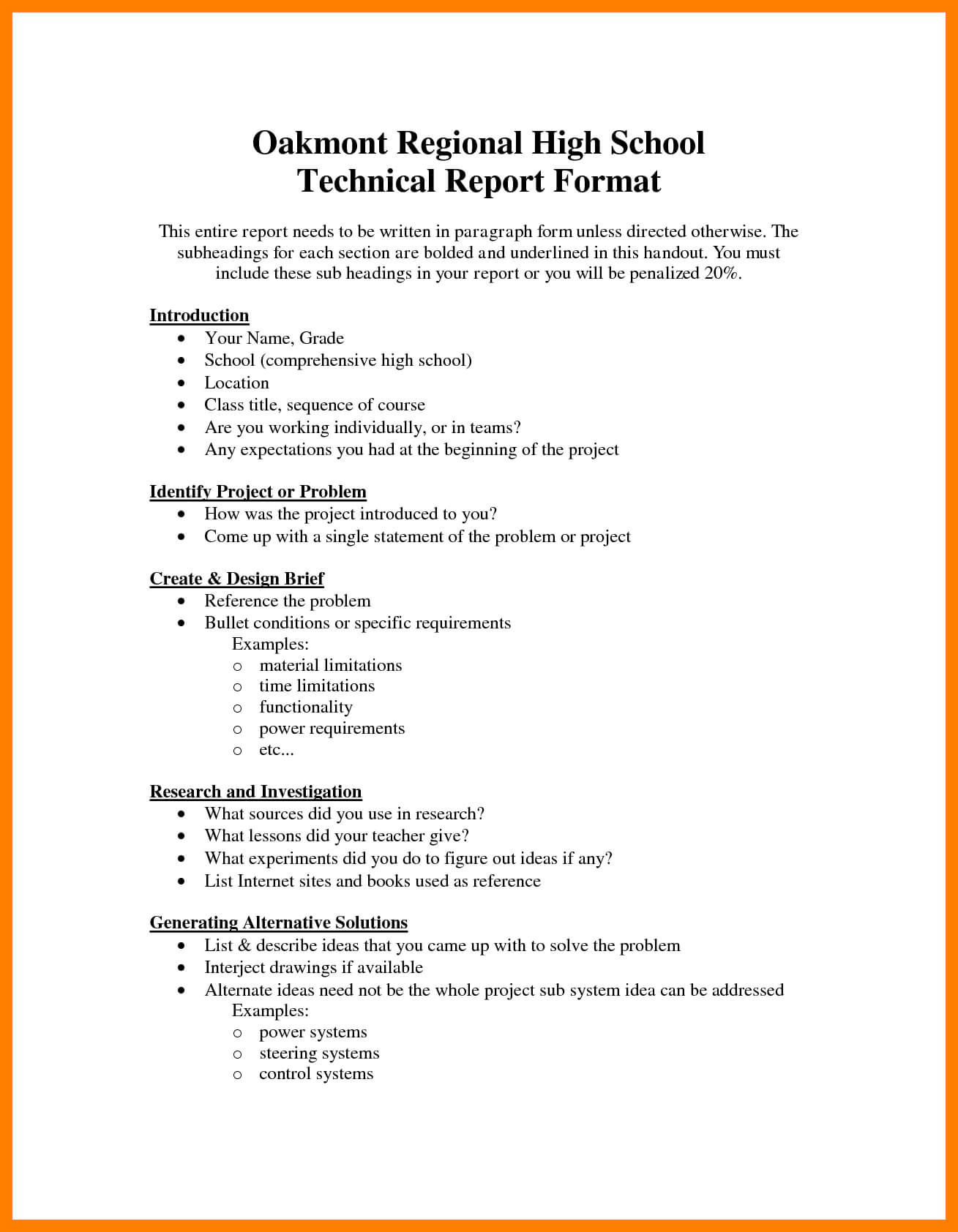 Template For Technical Report – Cumed In Template For Technical Report