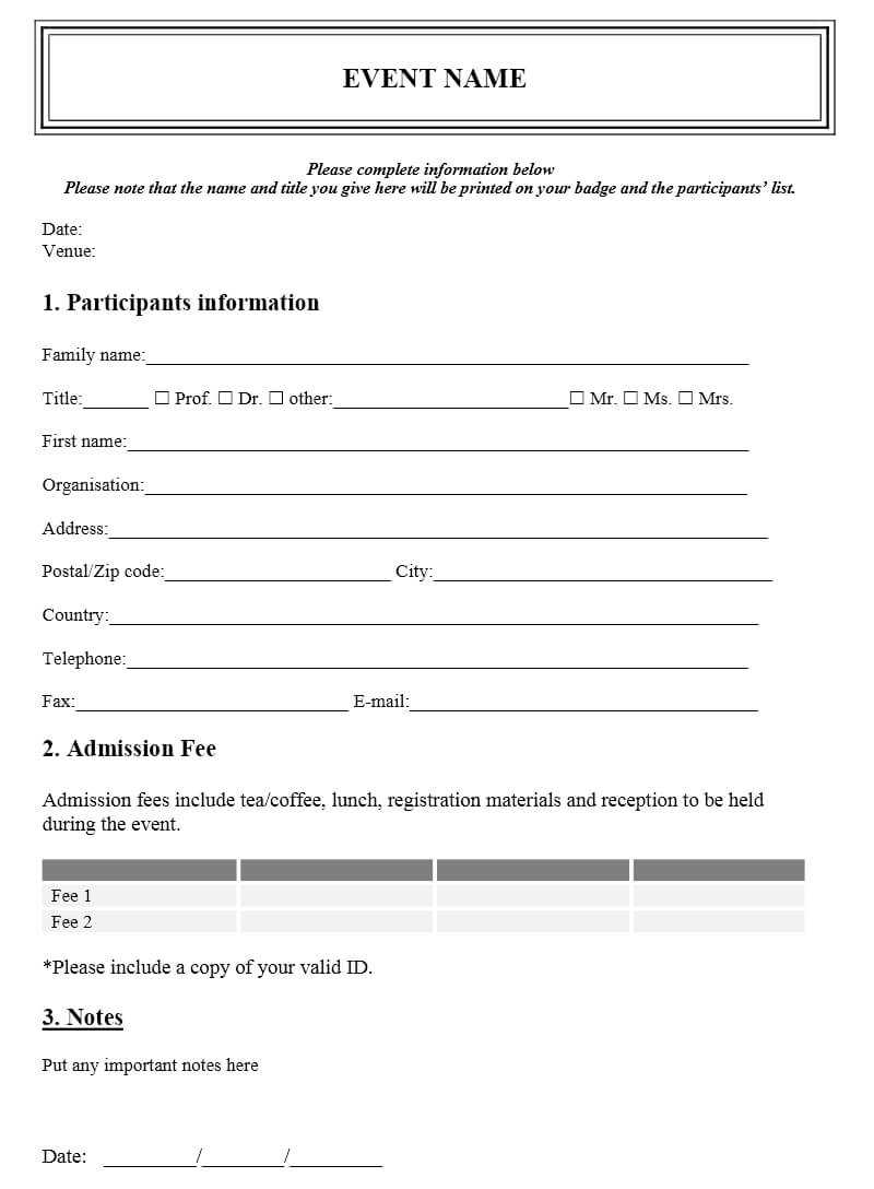 Template Form Word. Ms Word Printable Customer Feedback Form For Registration Form Template Word Free