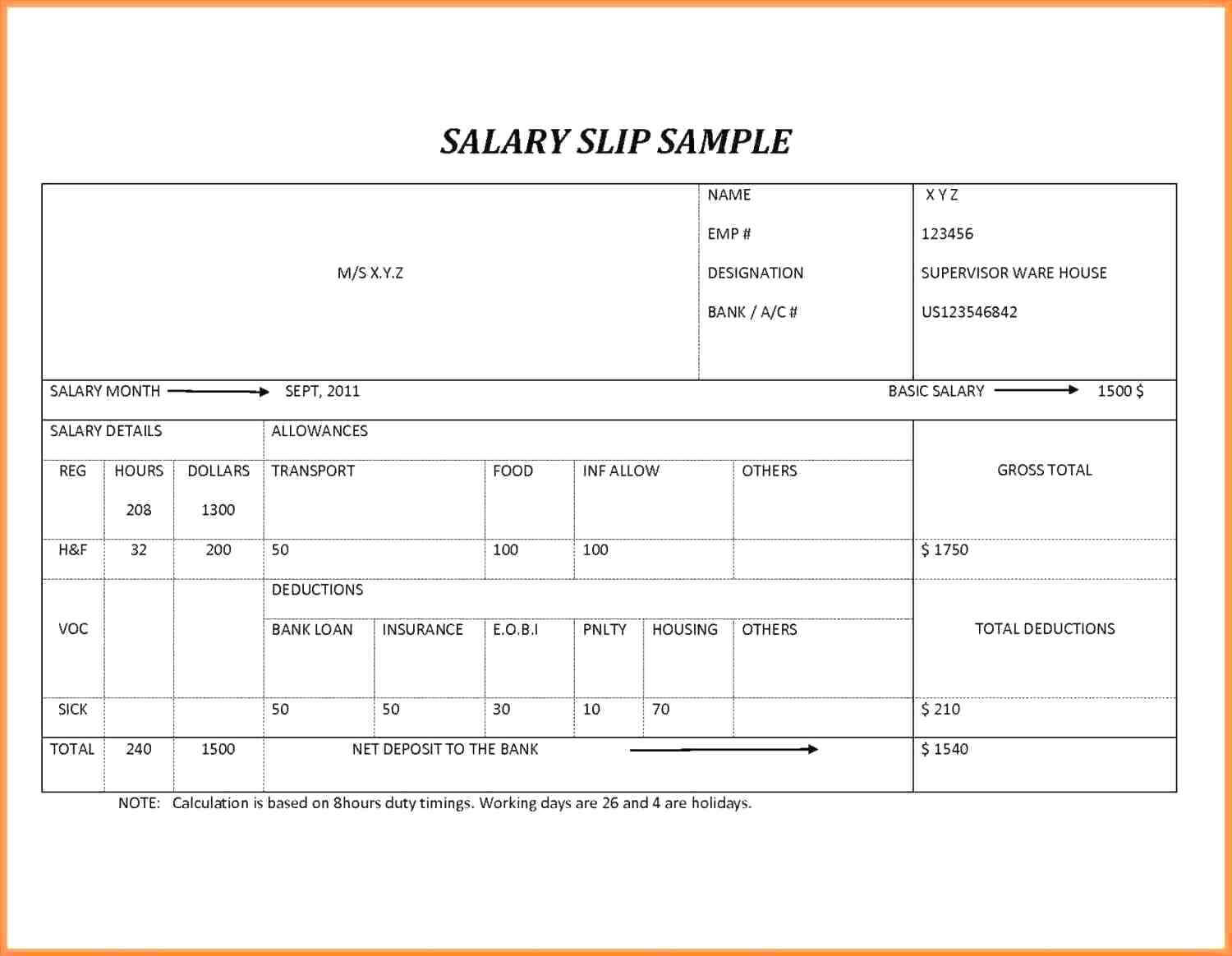 Template: Free Payslip Template Download South Word Intended For Blank Payslip Template