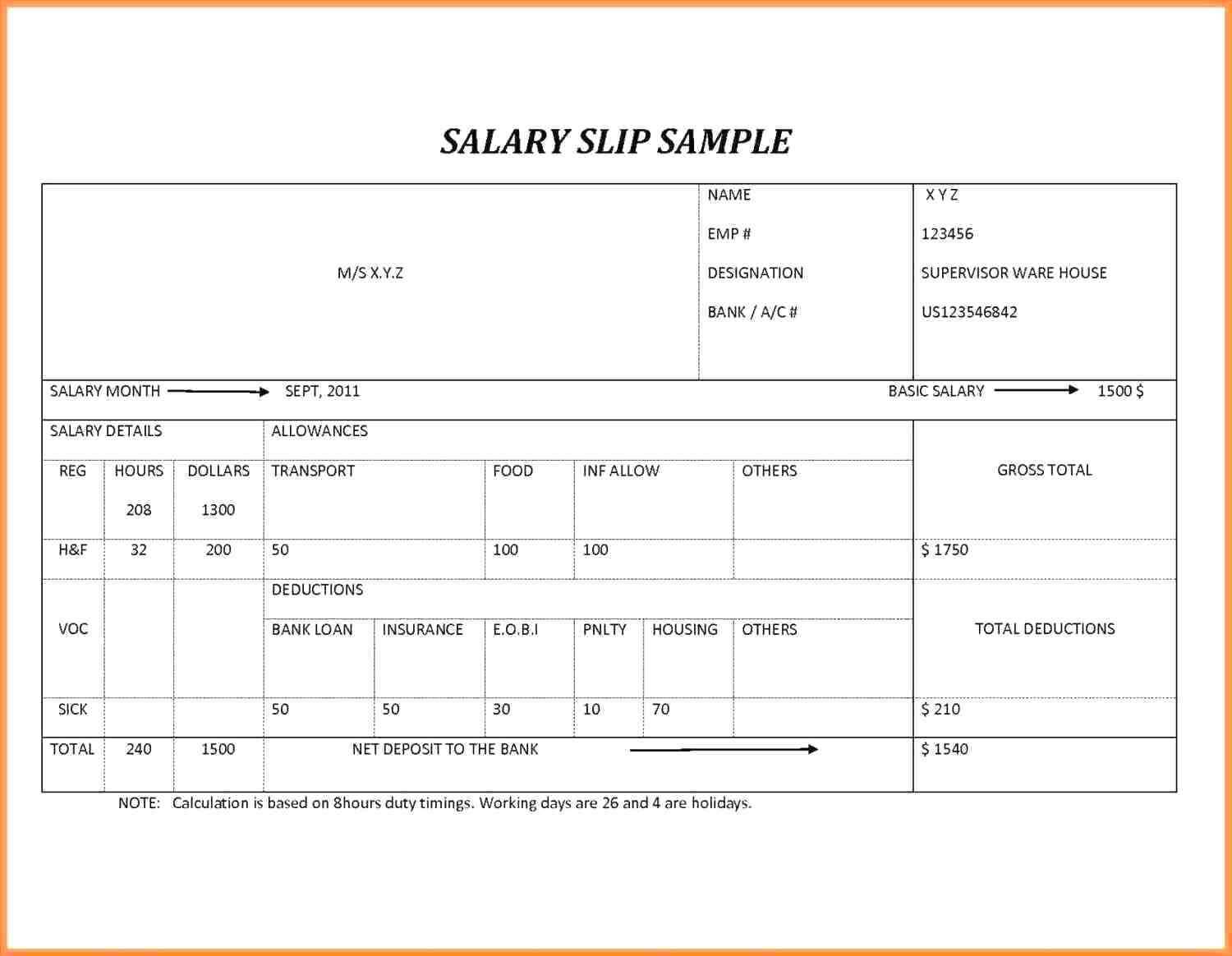 Template: Free Payslip Template Download South Word Intended For Blank Payslip Template