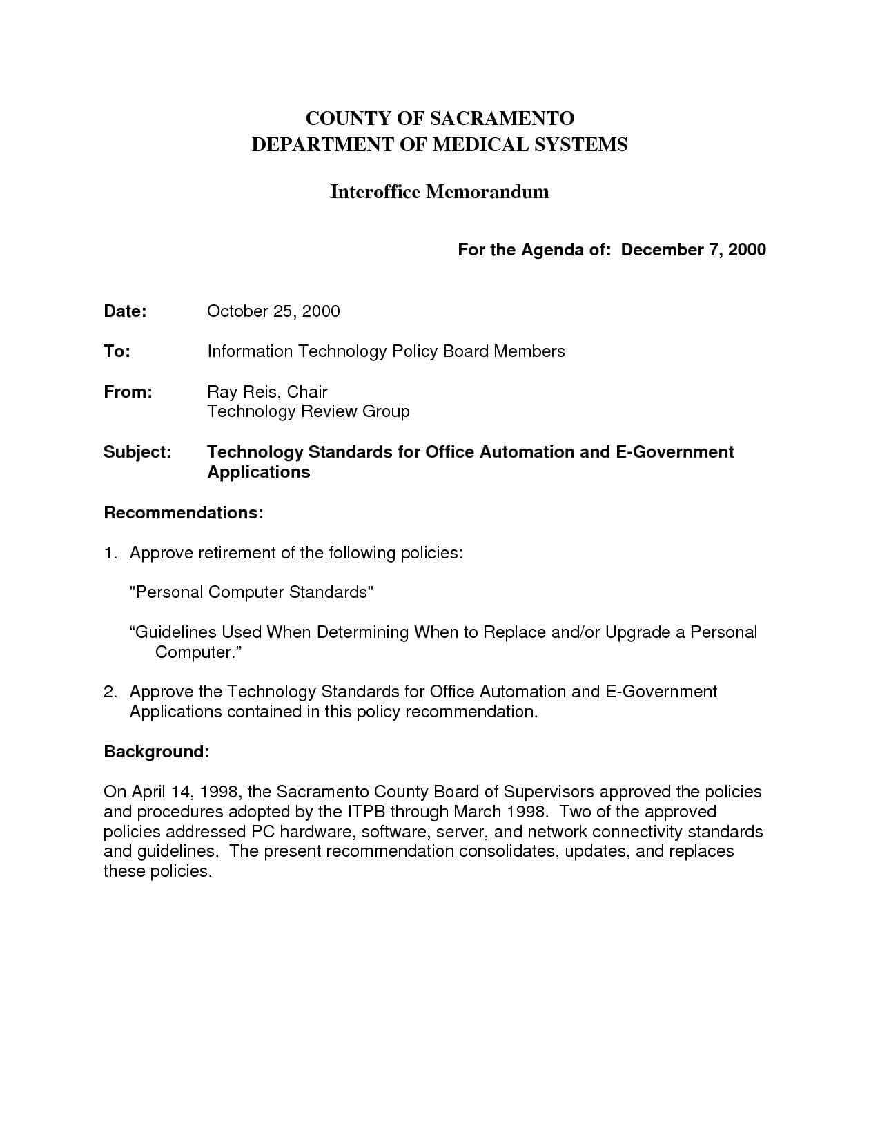 Template: Internal Office Memo Memorandum Format Sample Intended For Memo Template Word 2010