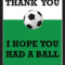 Thank You Card For Party Favors - Soccer Theme in Soccer Thank You Card Template