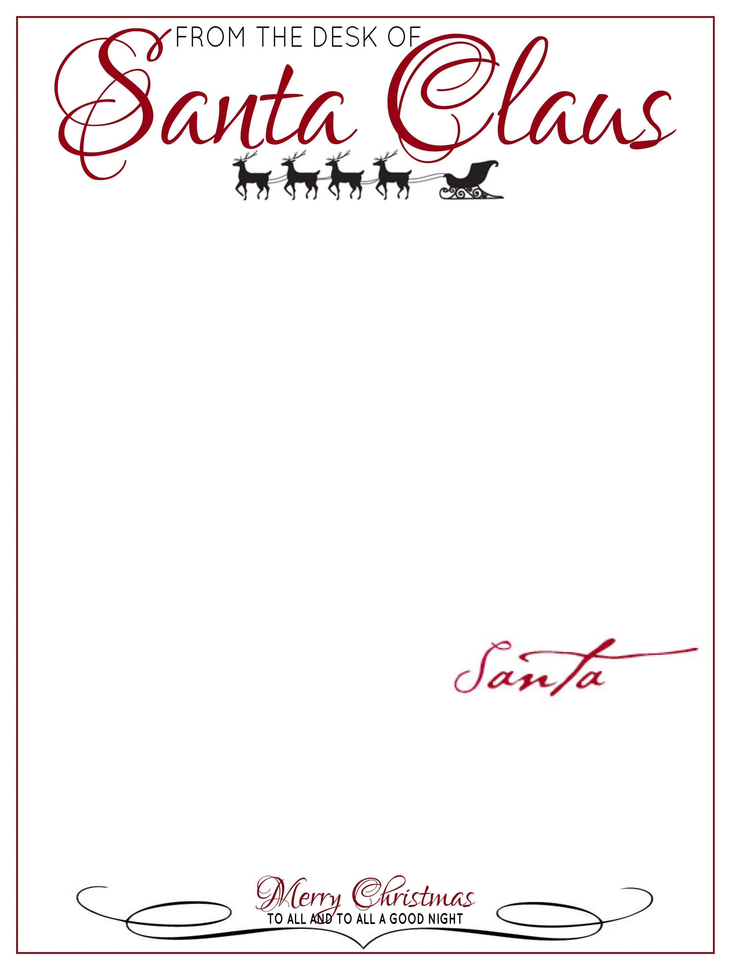 The Desk Of Letter Head From Santa Claus | Santa Letter For Blank Letter From Santa Template