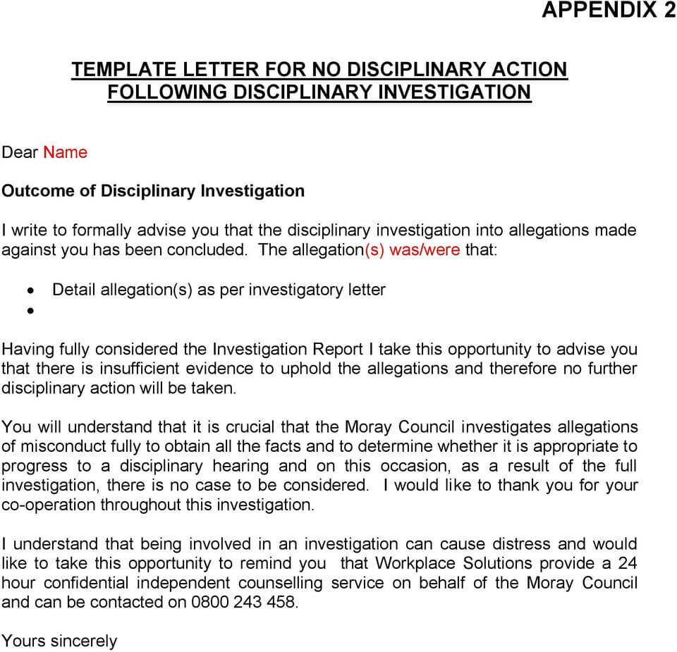 The Moray Council Disciplinary Procedures – Pdf Throughout Investigation Report Template Disciplinary Hearing