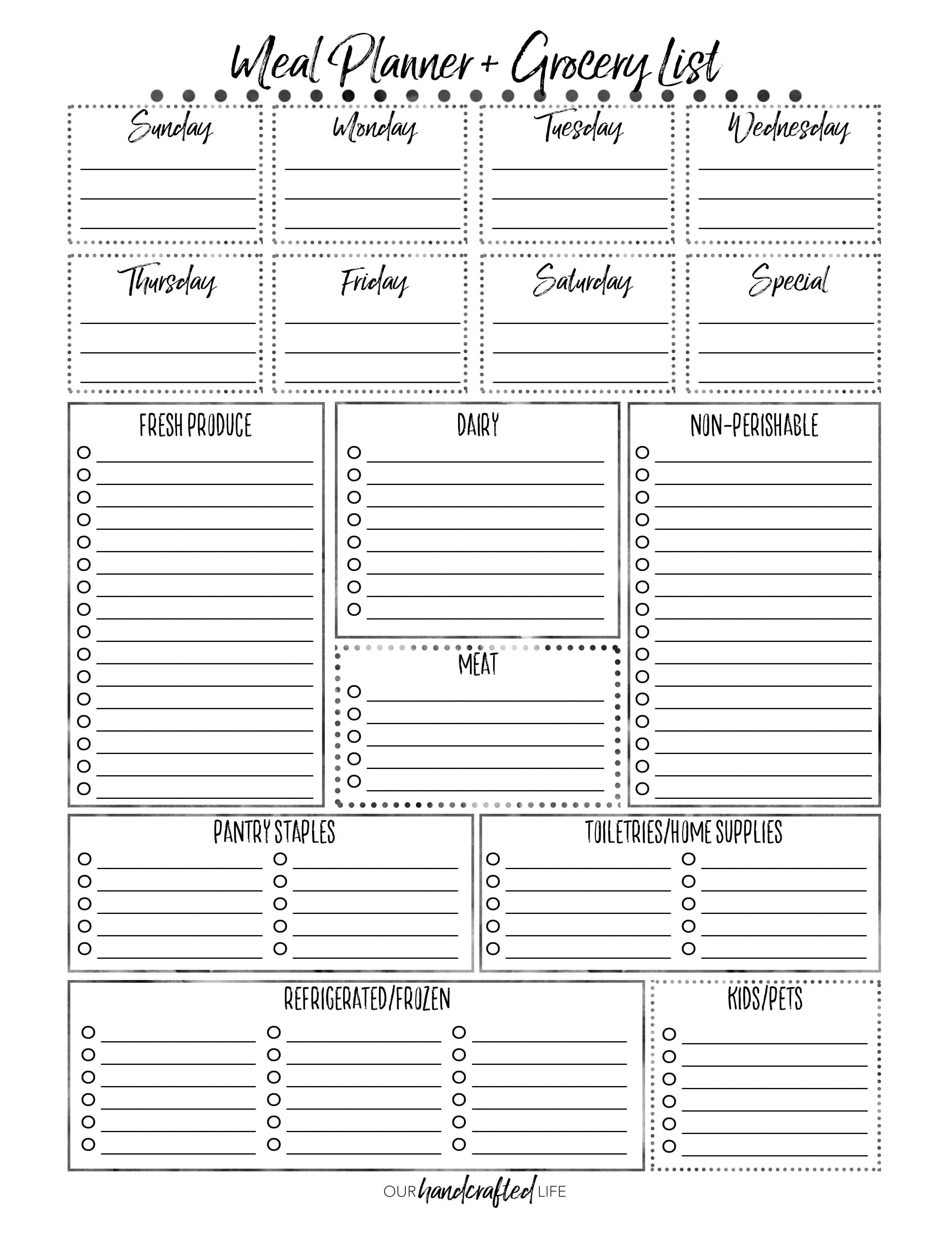 The Most Practical Meal Planner Ever – Our Handcrafted Life With Regard To Blank Meal Plan Template