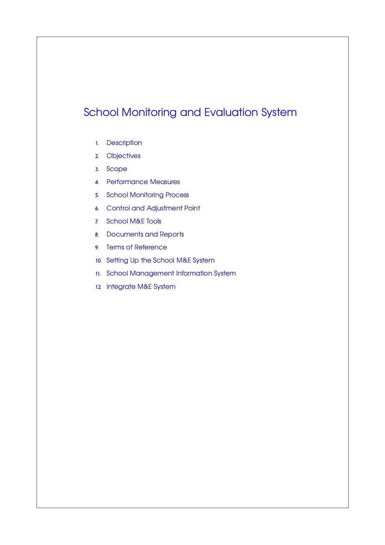 The School Monitoring And Evaluation System Pages 1 – 50 Within M&amp;e Report Template