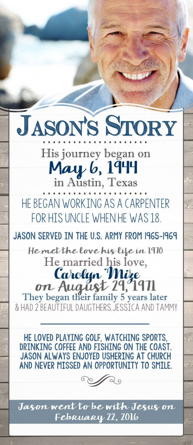 The Story: | Celebration Of Life | Funeral Program | Memory Throughout Death Anniversary Cards Templates