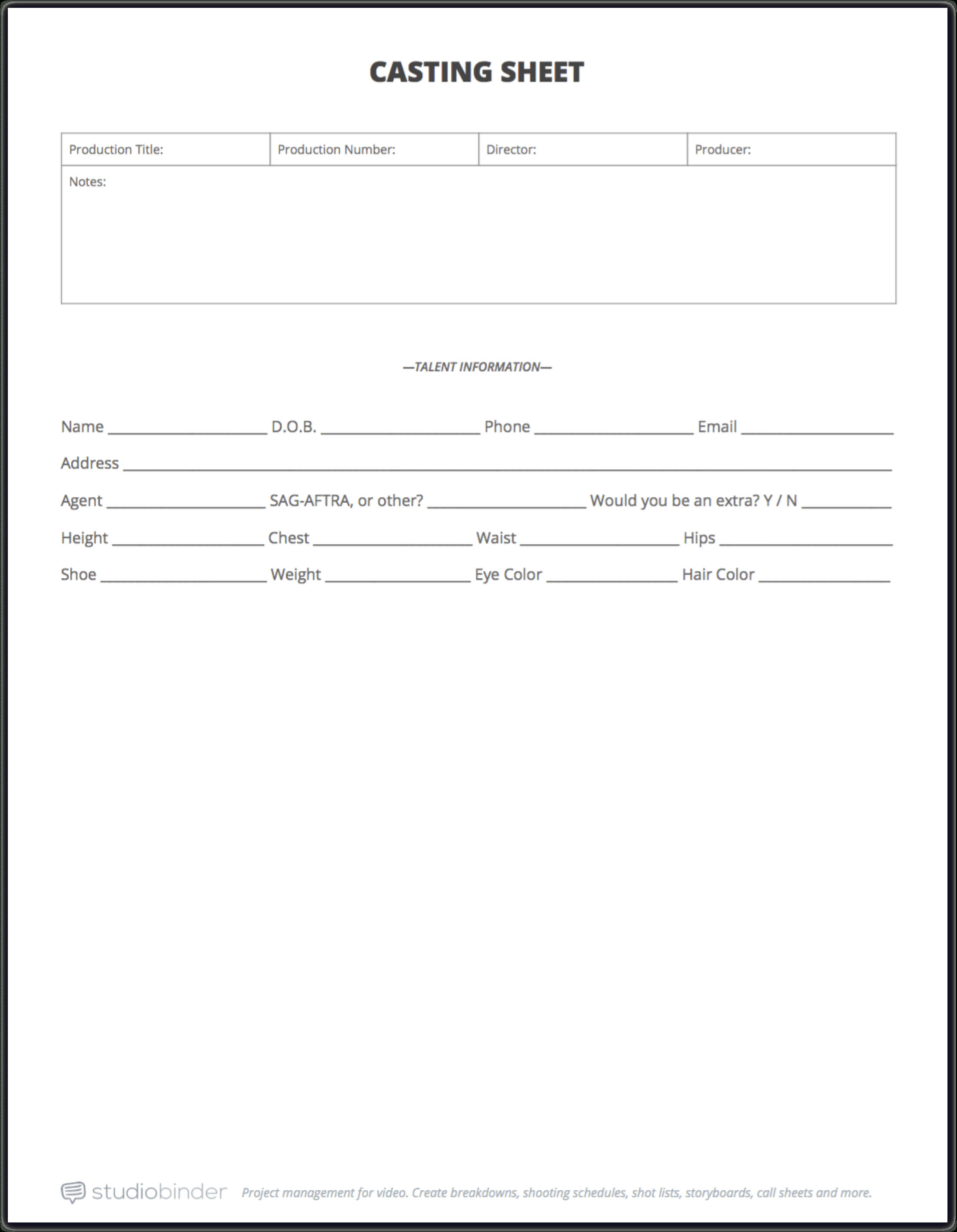 The Ultimate Guide To Casting Auditions [Free Casting Sheet In Film Call Sheet Template Word