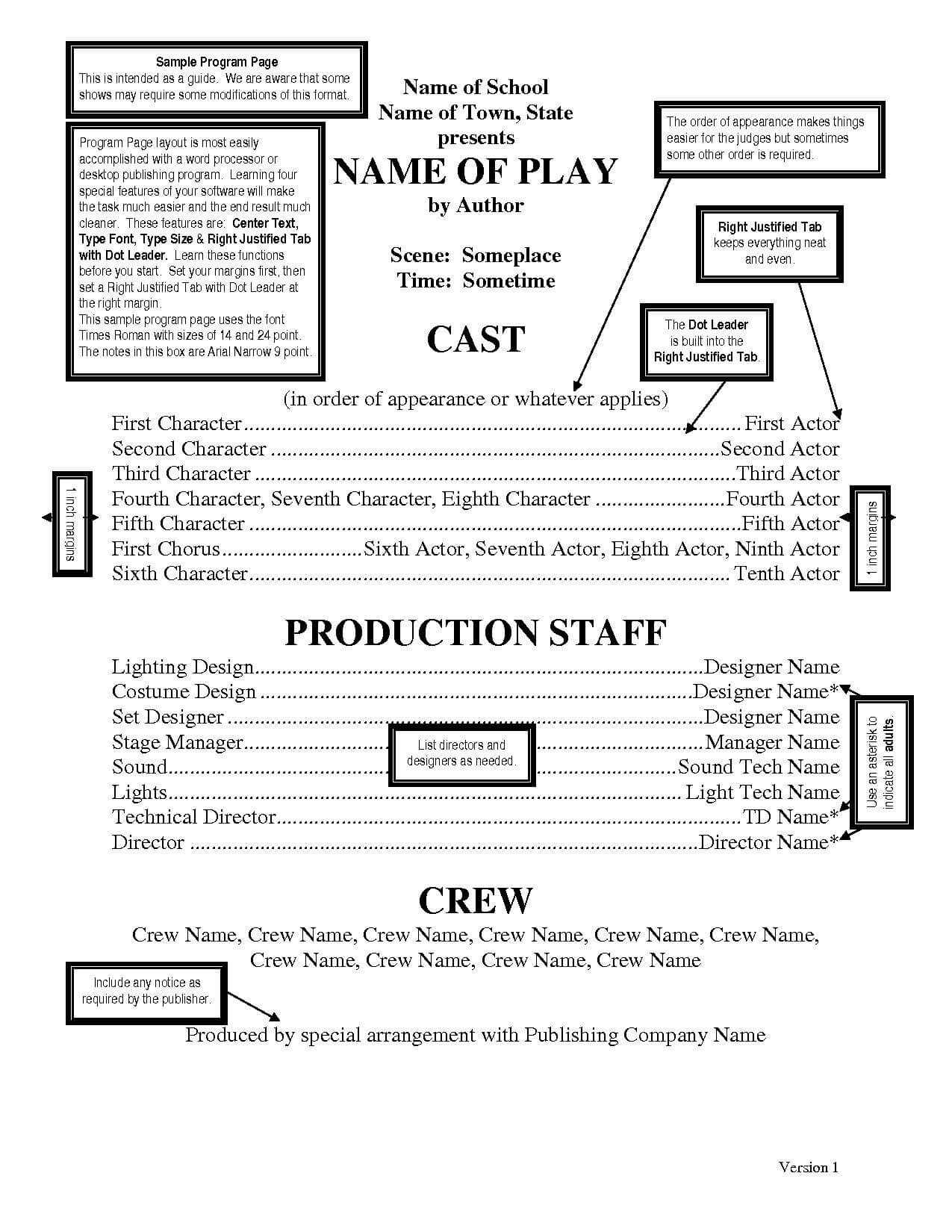 Playbill Template Word