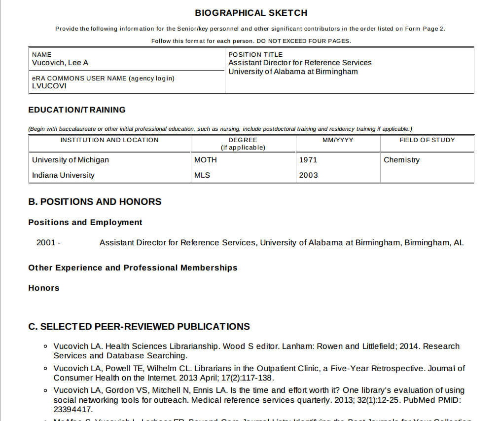 Thebrownfaminaz: Biosketch Template Nsf Pertaining To Nih Biosketch Template Word