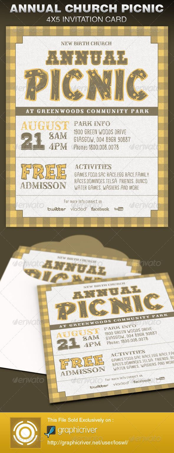 This Annual Church Picnic Invite Card Template Is Great For Pertaining To Church Invite Cards Template