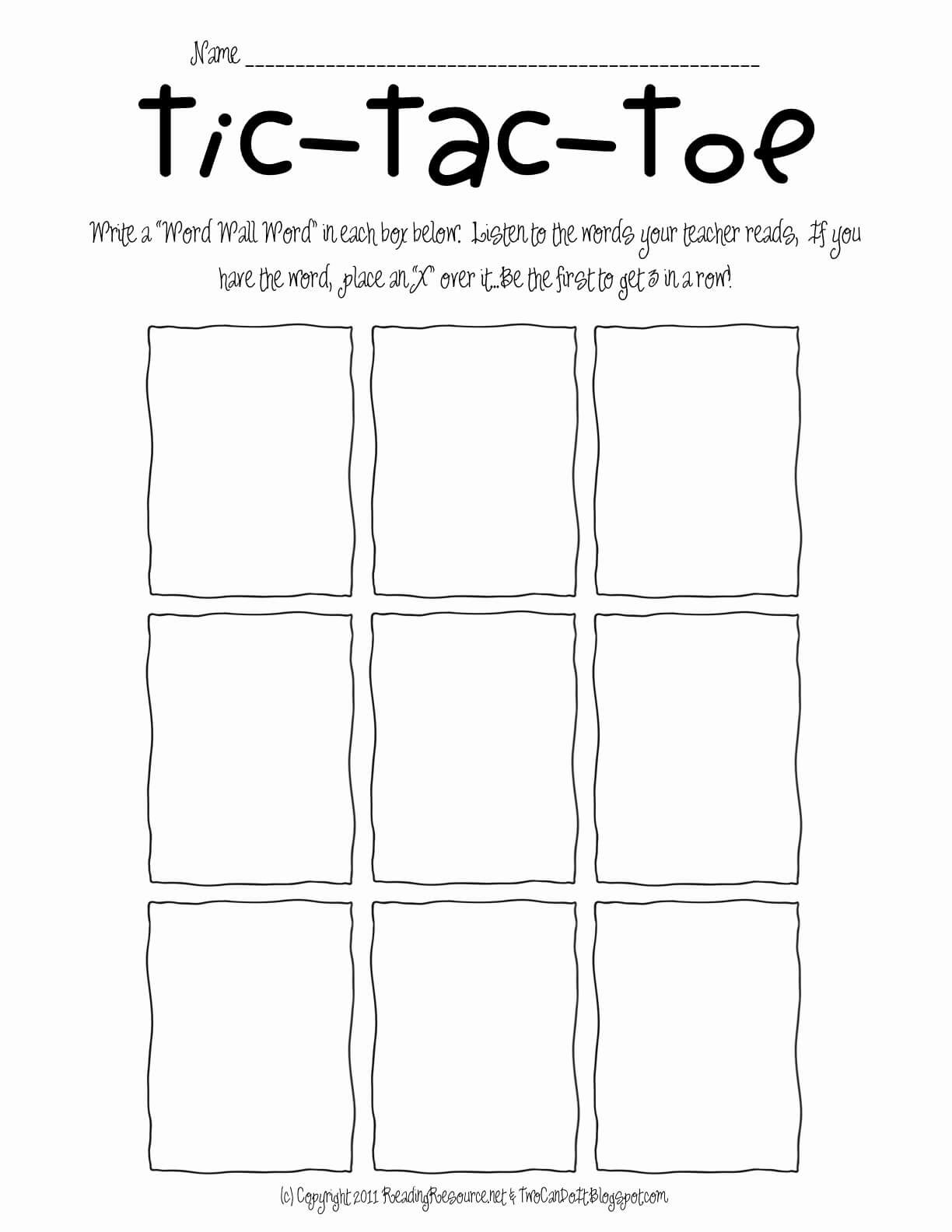 Tic Tac Toe Template Printable For Two Can Do It Sight Word With Regard To Tic Tac Toe Template Word