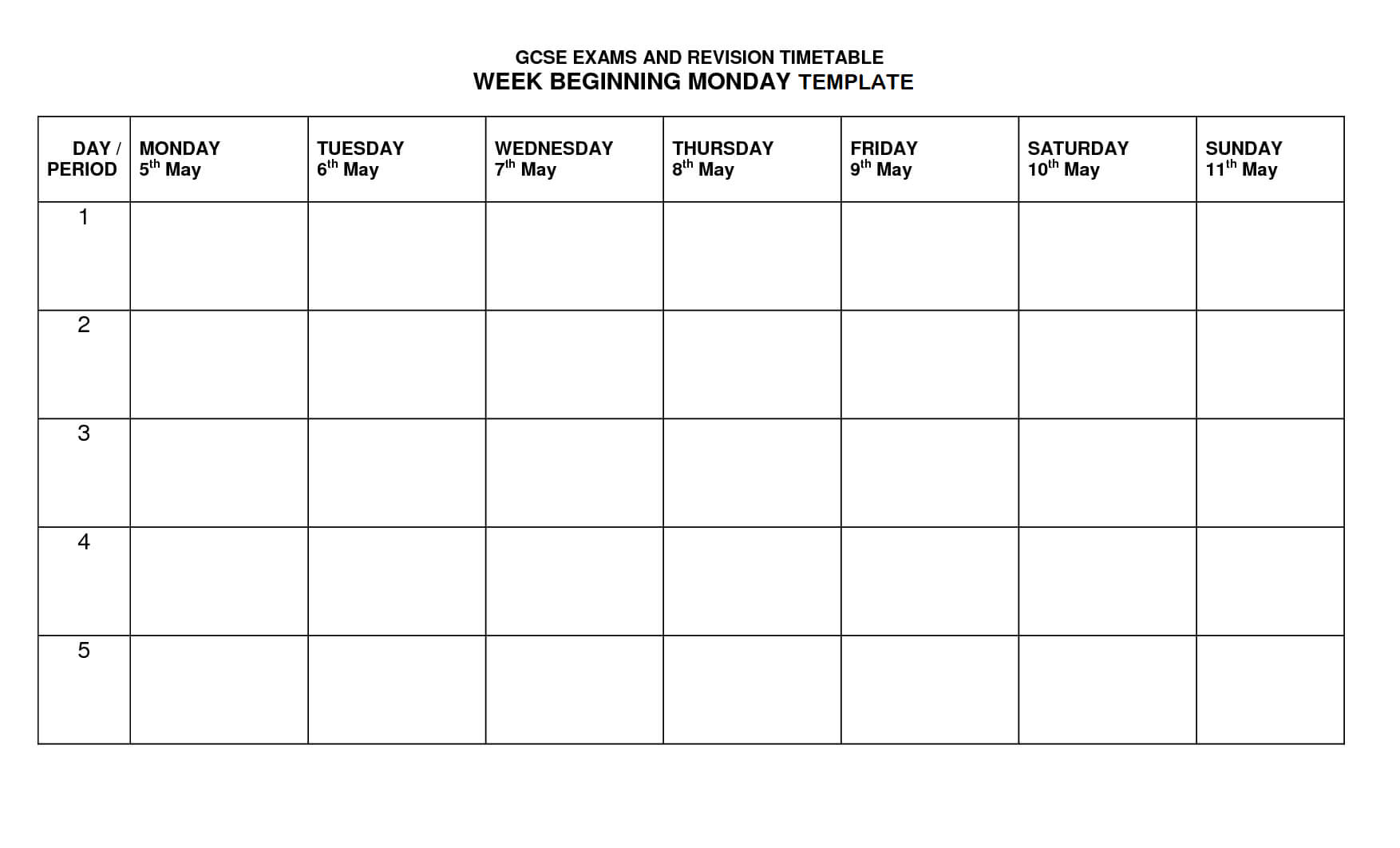 Timetable Template | Timetable Template, Class Schedule Pertaining To Blank Revision Timetable Template