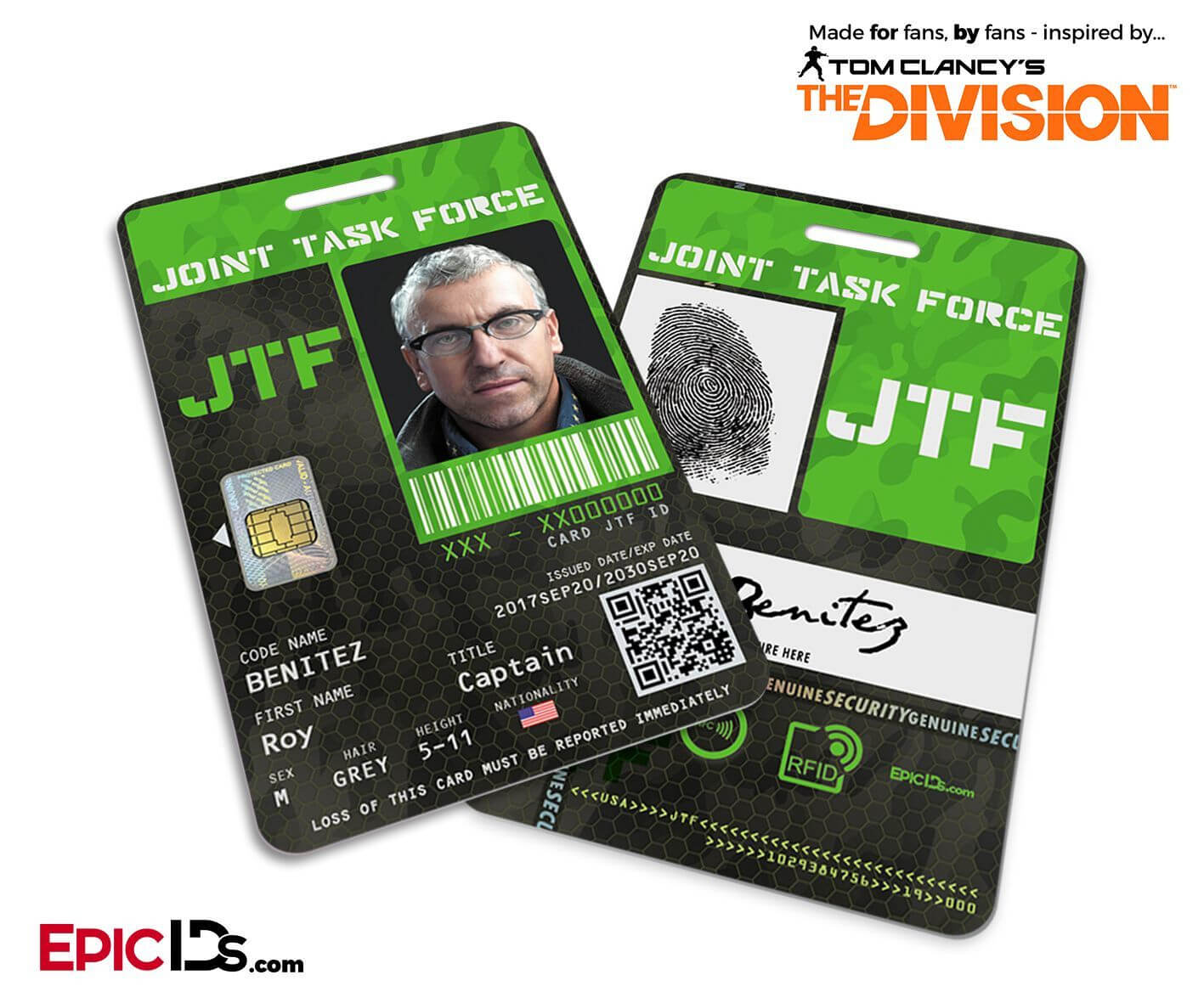 Tom Clancy's The Division Inspired Jtf Joint Task Force In Mi6 Id Card Template