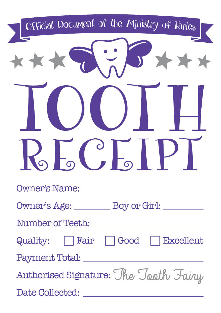 Tooth Receipt … | Tooth Fairy Certificate, Tooth Fairy For Free Tooth Fairy Certificate Template