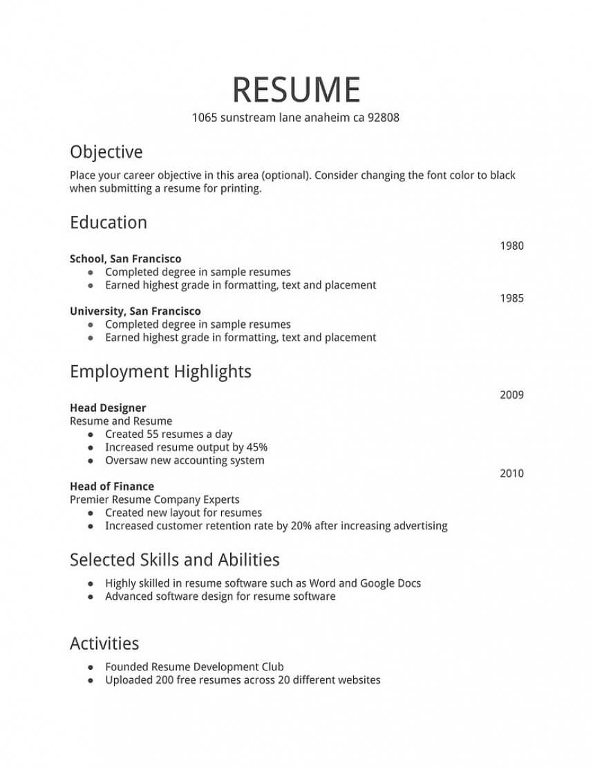 Top Basic Resume Templates Word Template Ideas Microsoft Regarding Free Basic Resume Templates Microsoft Word