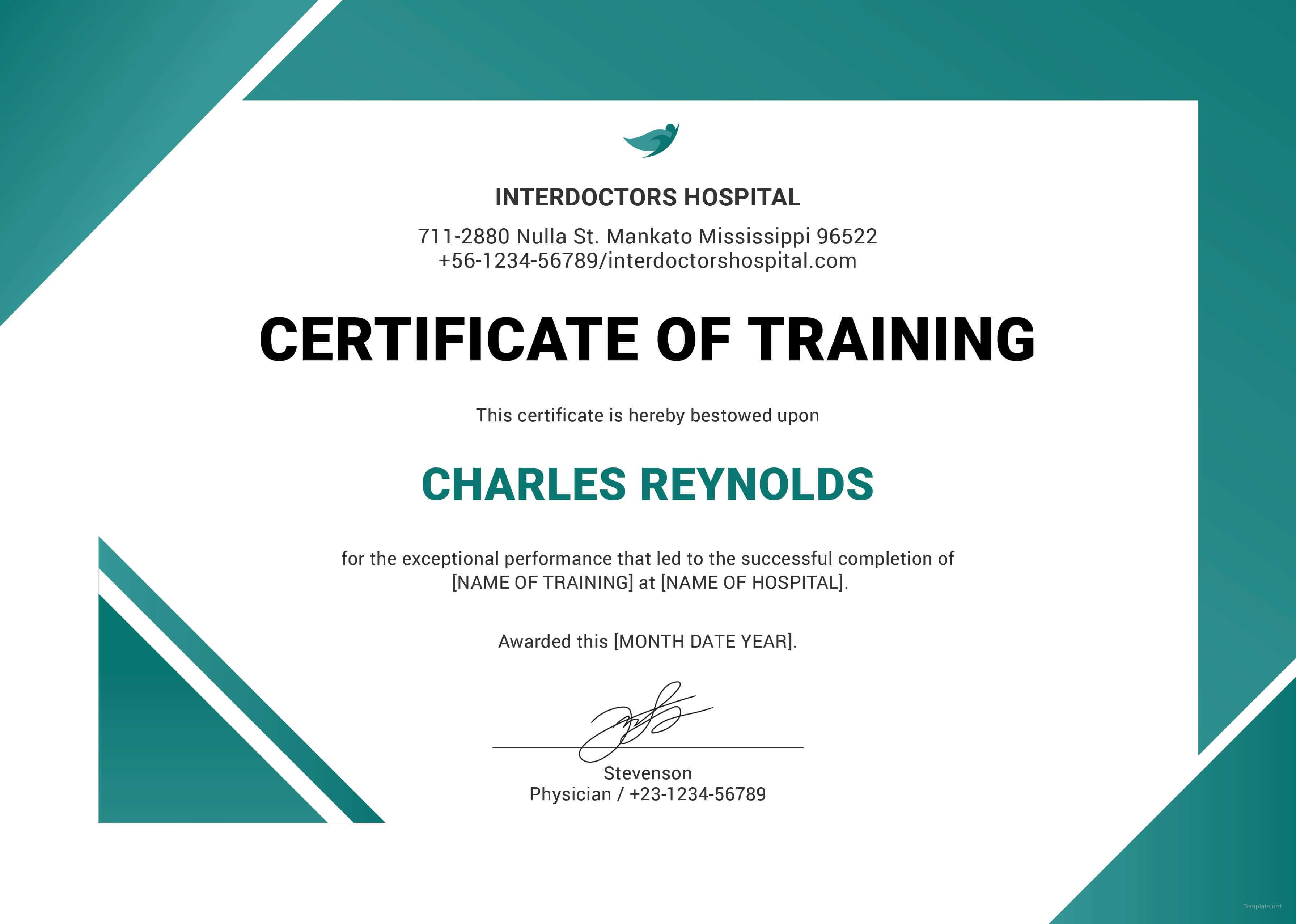 Training Certificate Templates Word For Training Certificate Template Word Format