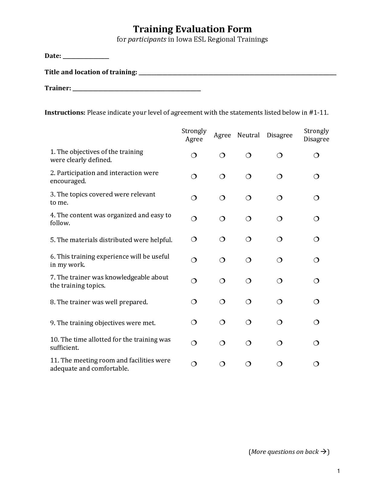 Training Evaluation Form #training #evaluation #form Throughout Training Feedback Report Template