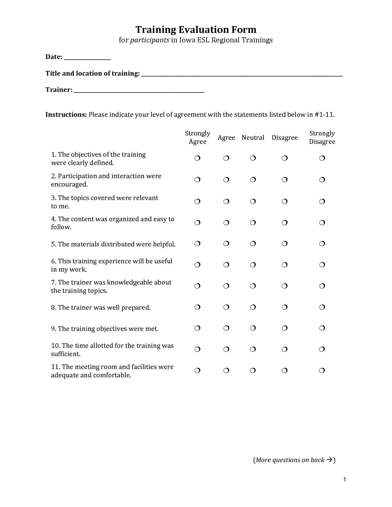 Training Evaluation Form #training #evaluation #form With Training Evaluation Report Template