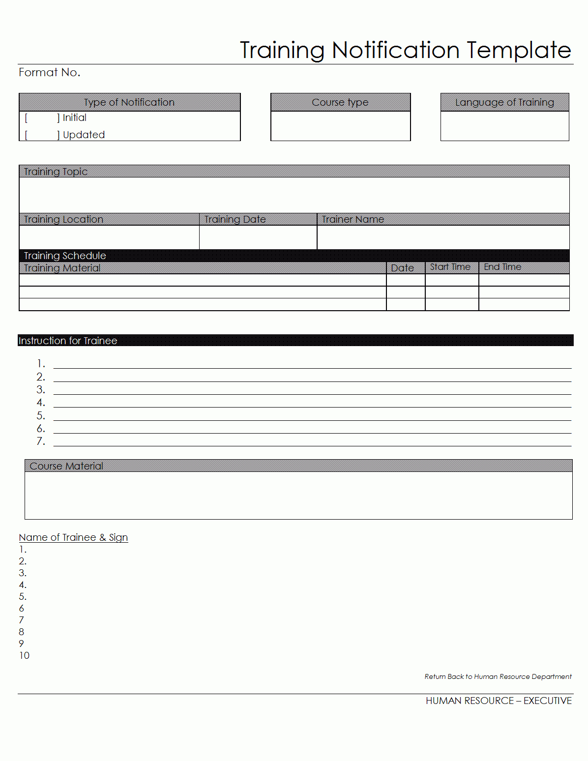Training Notification Template – In After Training Report Template
