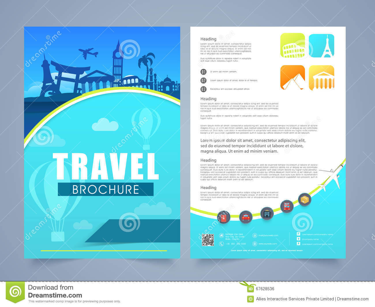 Travel Brochure, Template Or Flyer Design. Stock For Travel And Tourism Brochure Templates Free