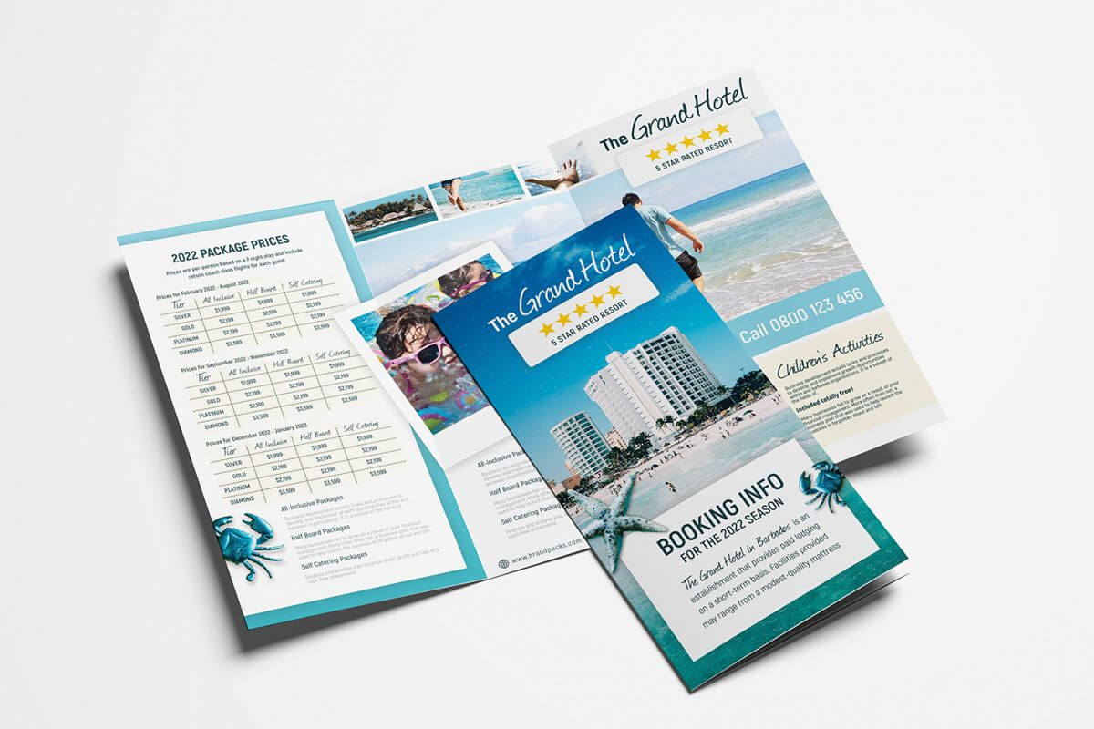 Travel Hotel Tri Fold Brochure Template Intended For Hotel Brochure Design Templates