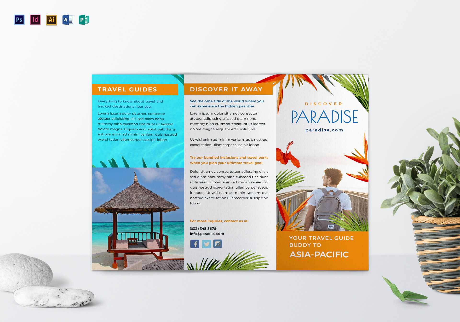 Travel Tri Fold Brochure Template In Word Travel Brochure Template