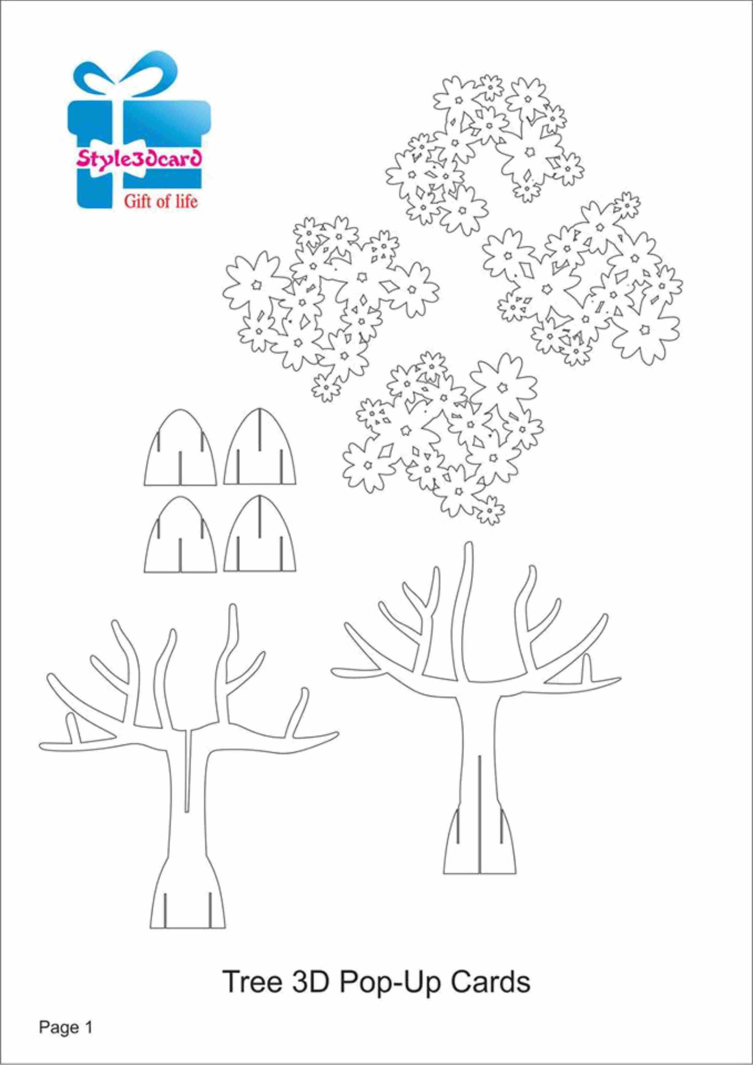 Tree 3D Pop Up Card/ Kirigami Pattern 1 | Kirigami Art | Pop Pertaining To Pop Up Tree Card Template