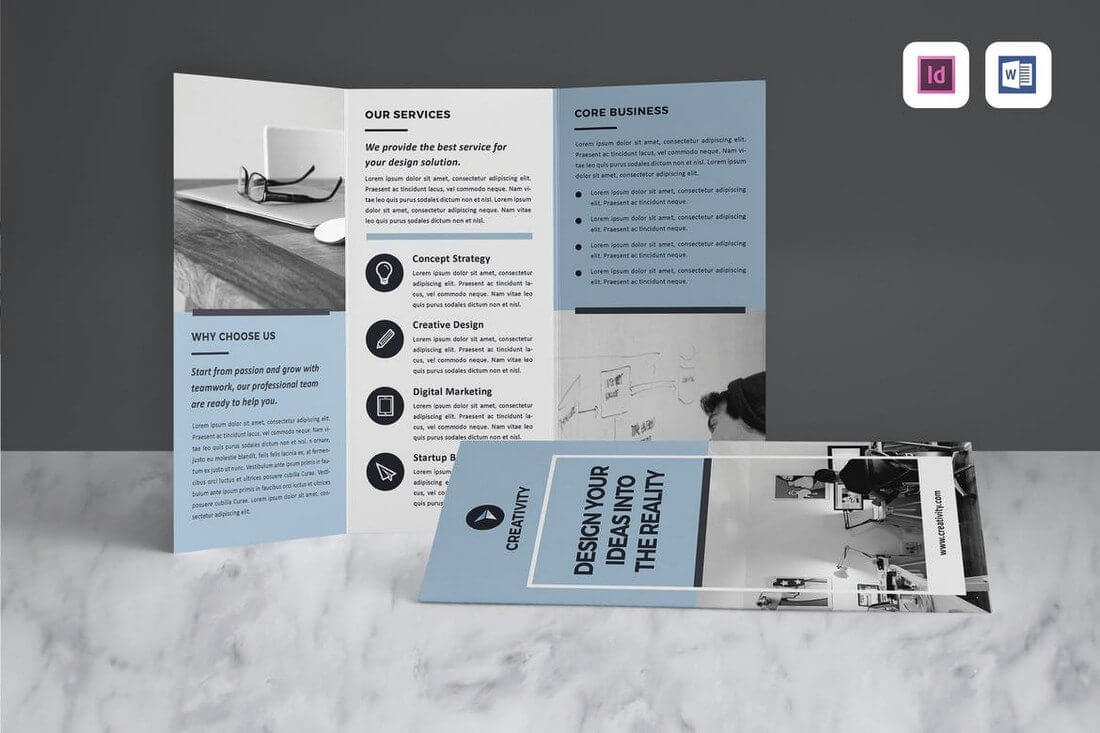 Tri Fold Brochure A4 Indesign Template #1517 Within Tri Fold Brochure Template Indesign Free Download
