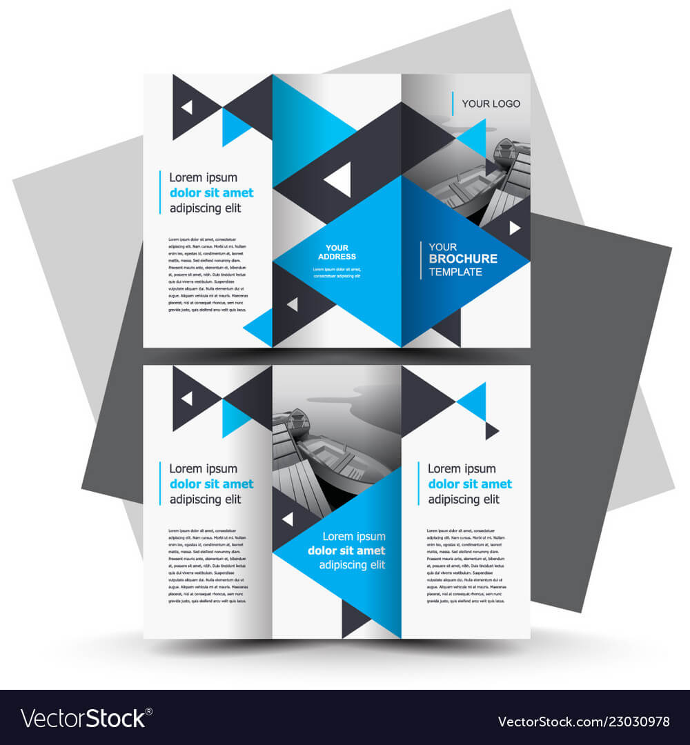 Tri Fold Brochure Design Template Blue Color Intended For E Brochure Design Templates