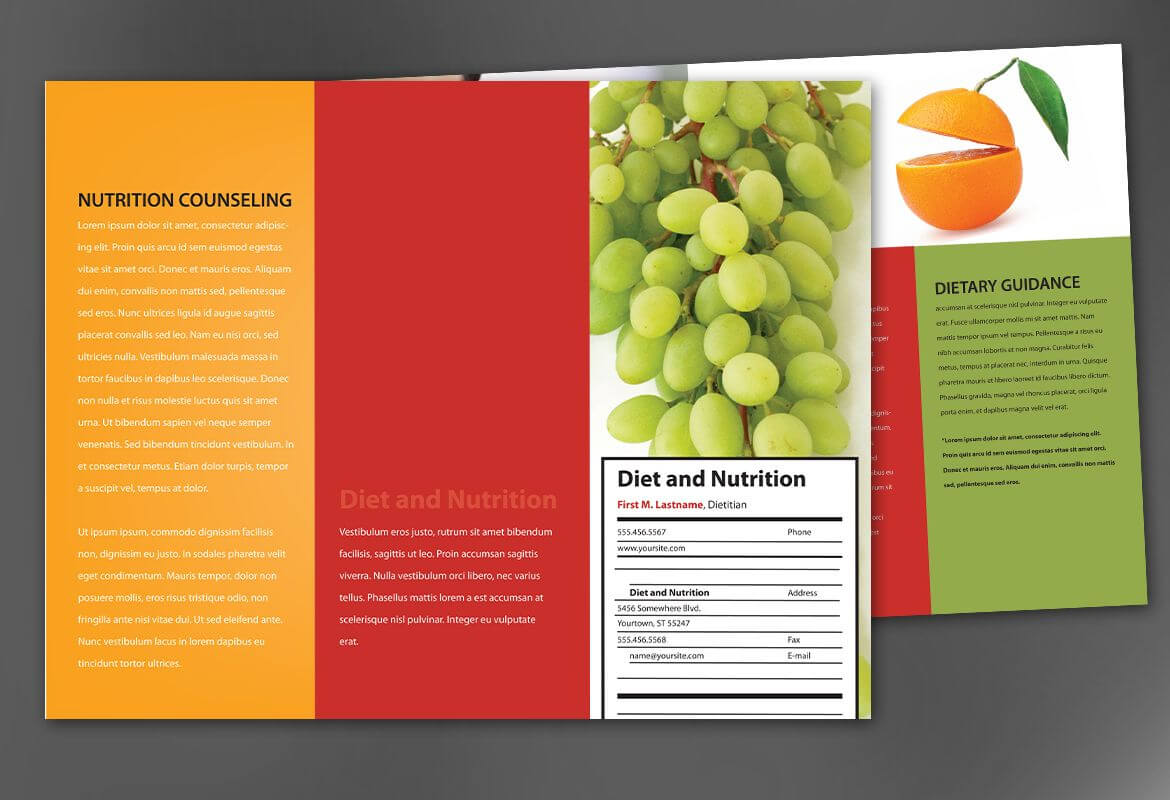 Tri Fold Brochure Template For Health And Nutrition. Order With Regard To Nutrition Brochure Template
