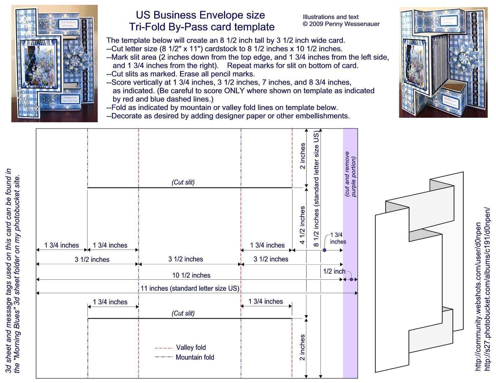 Tri Fold By Pass (Shutter) Card Template | Art | Card Within Three Fold Card Template