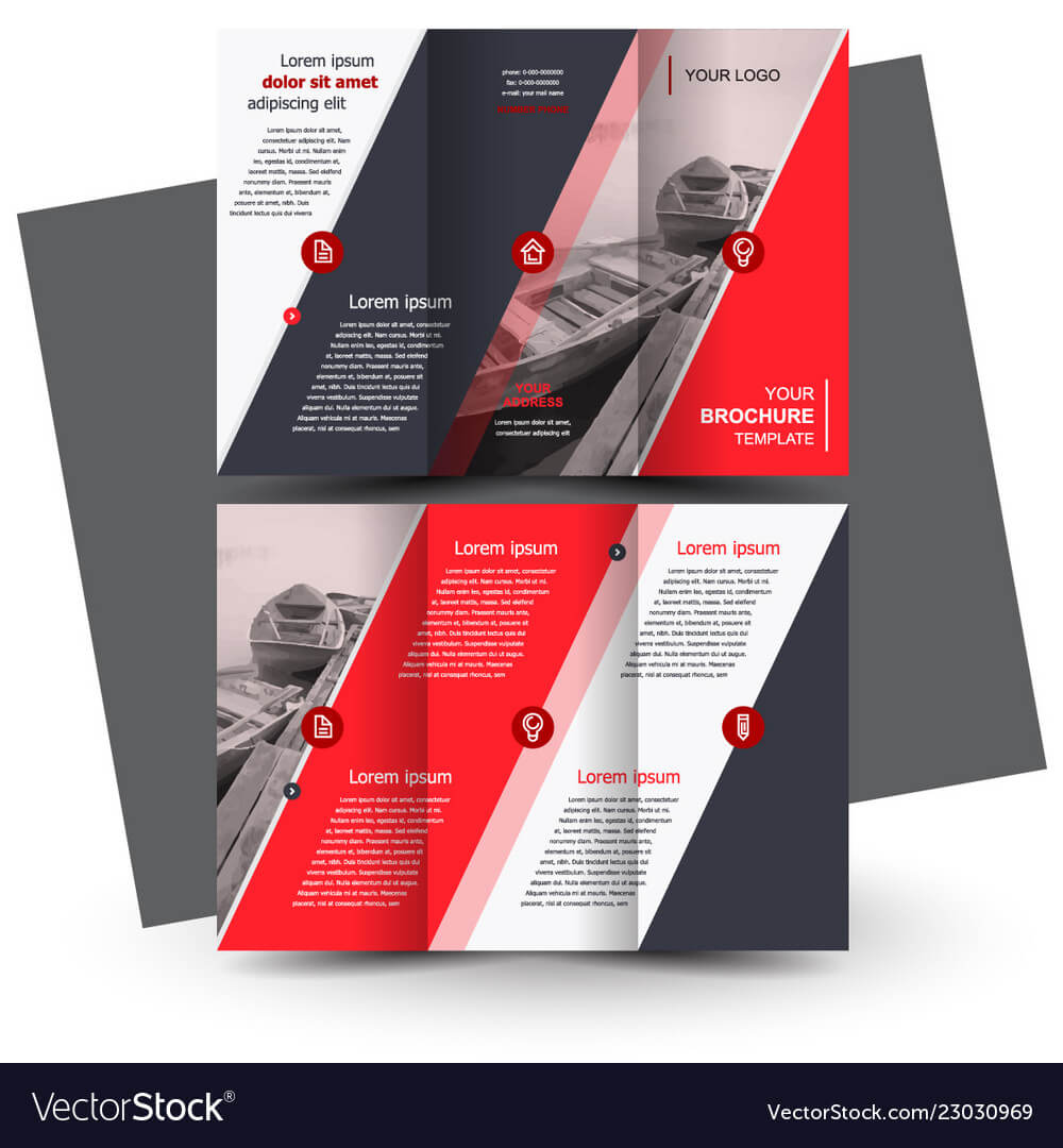 Tri Fold Red Brochure Design Template With Regard To Free Three Fold Brochure Template