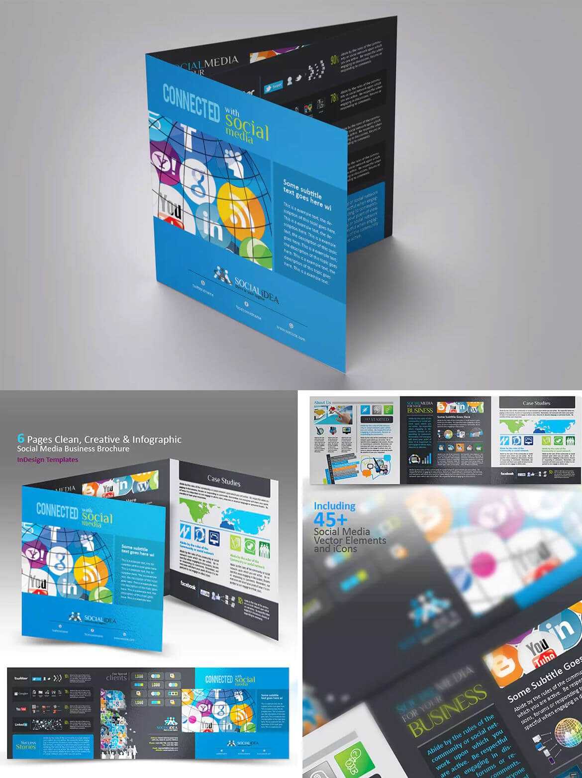 Tri Fold Social Media Brochure Template Indesign Indd Inside Social Media Brochure Template