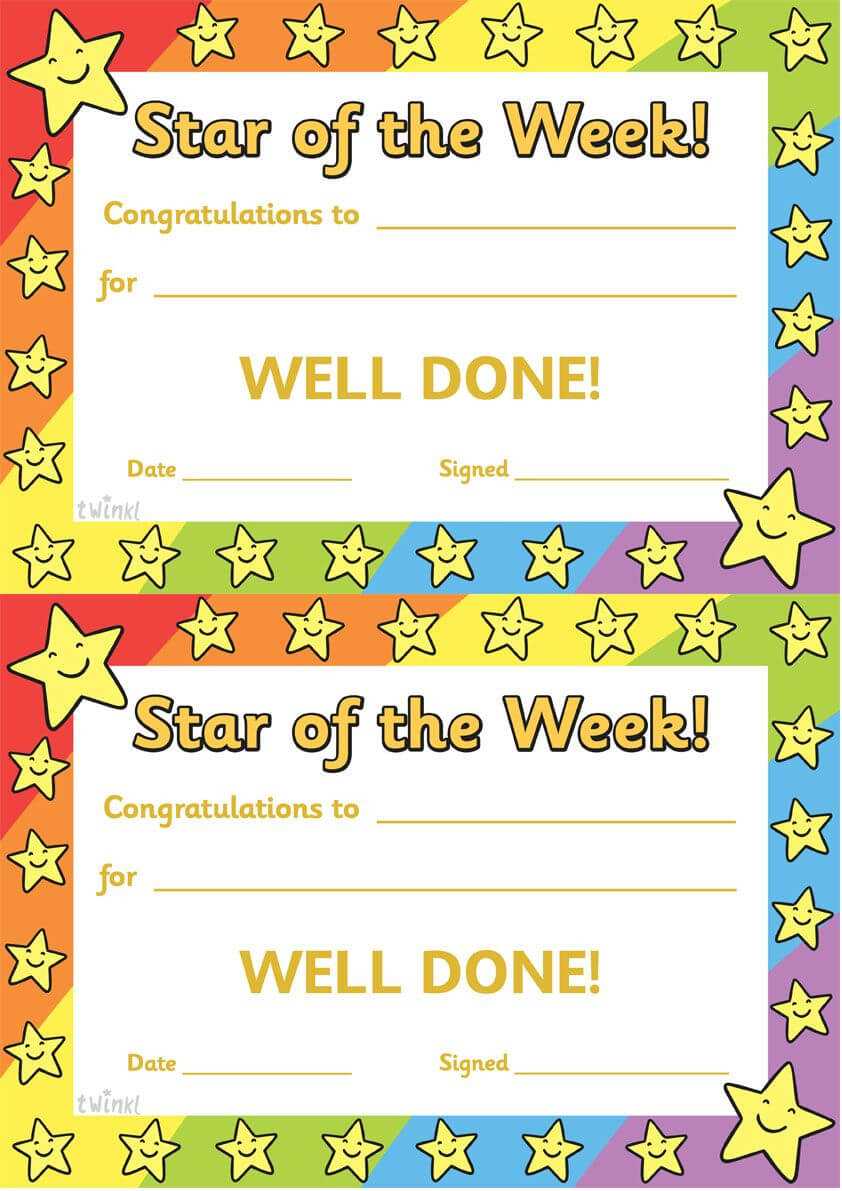 Twinkl Resources >> Star Of The Week >> Thousands Of With Star Of The Week Certificate Template