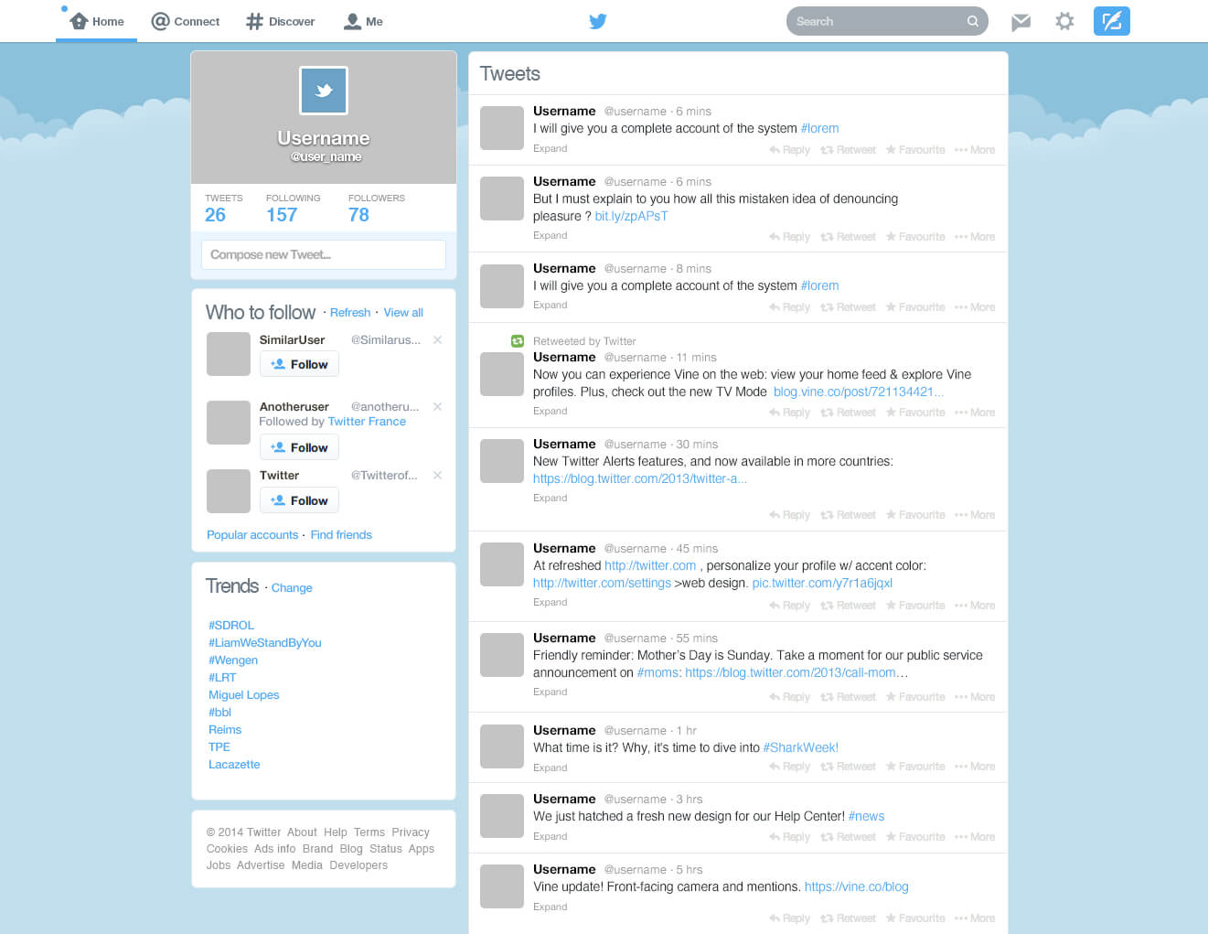 Twitter New Home Gui Psd Template – Download Psd Regarding Blank Twitter Profile Template