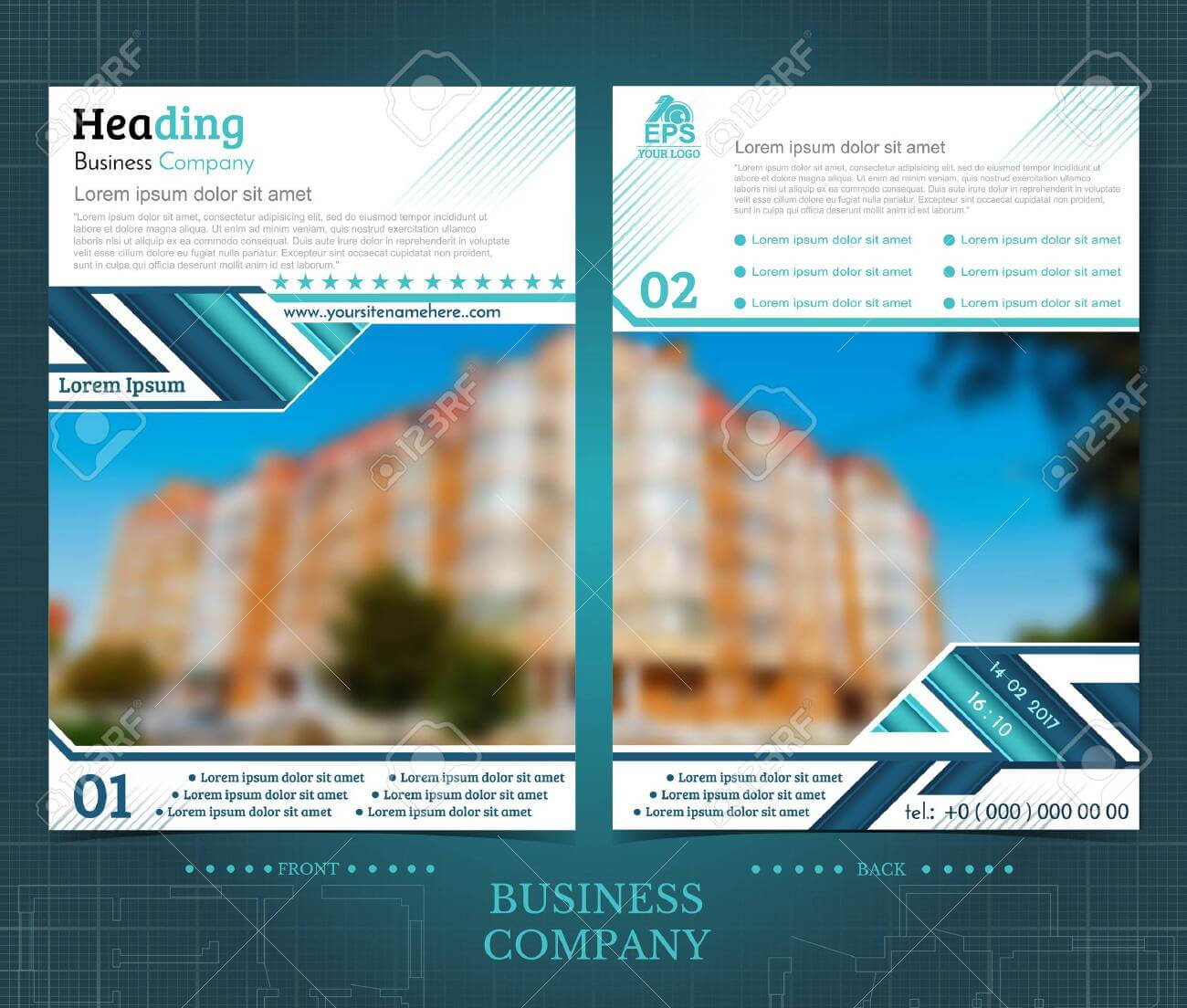 Two Sided Brochure Or Flayer Template Design With One Blurred.. Regarding One Sided Brochure Template