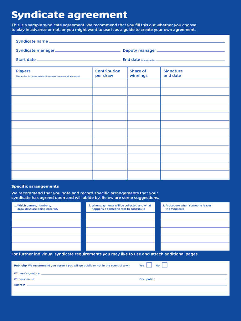 Uk Lottery Syndicate Form Download - Fill Online, Printable Intended For Lottery Syndicate Agreement Template Word