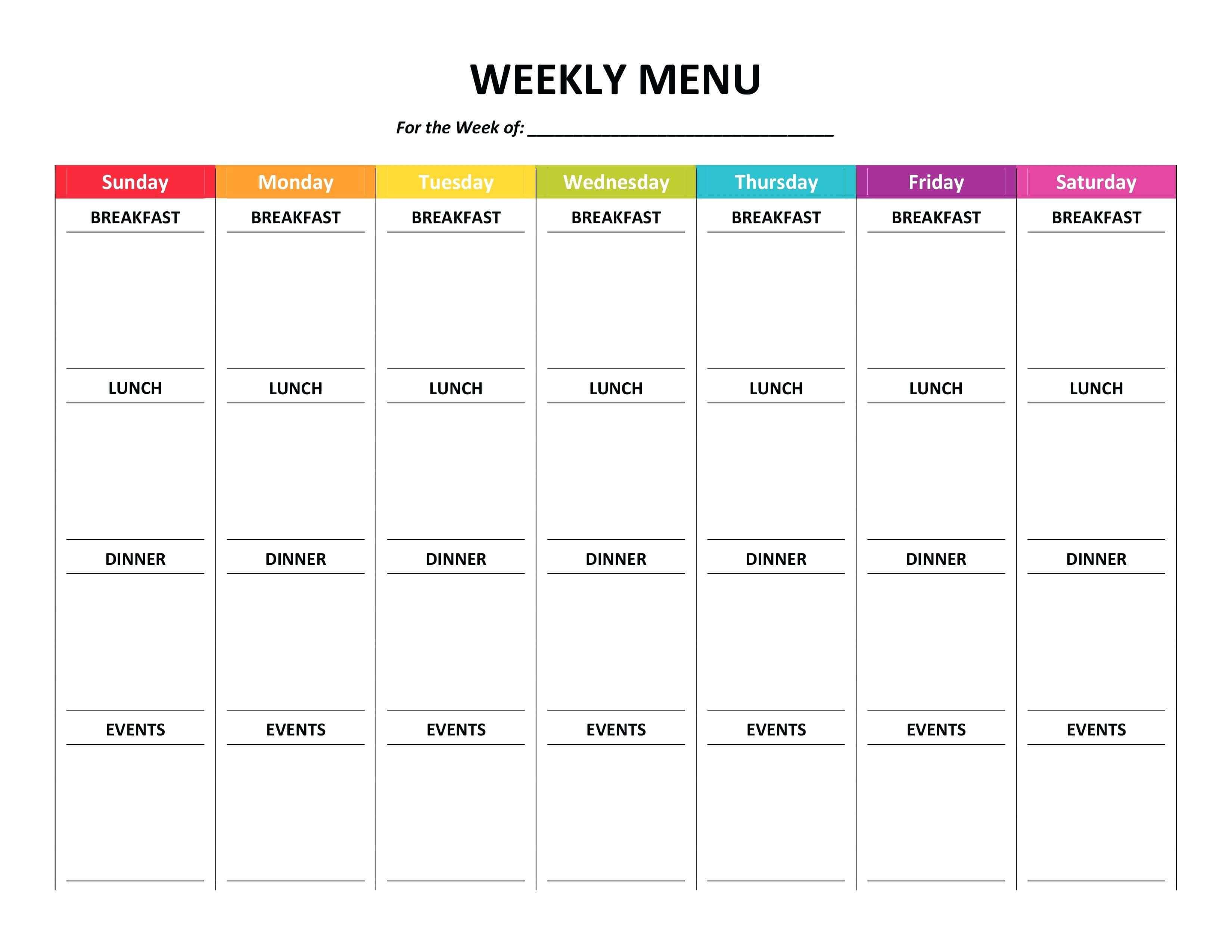 Unbelievable Free Meal Planning Templates Word Template Throughout Weekly Meal Planner Template Word