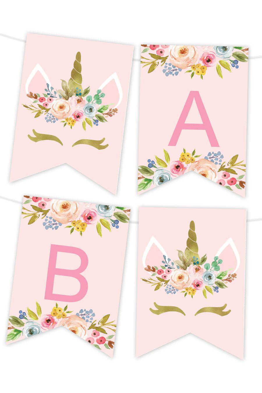 Unicorn Floral Printable Banner | Birthday Banner Template Inside Free Happy Birthday Banner Templates Download