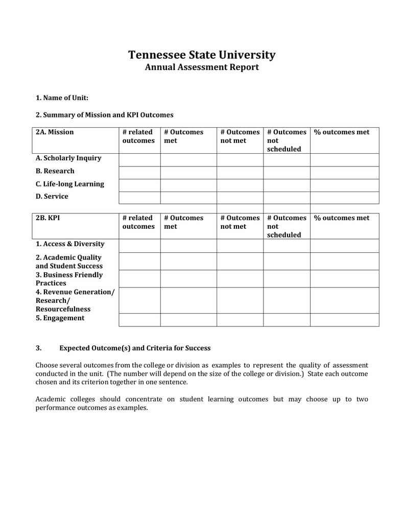 University Assessment And Improvement Report Writing Template Throughout Improvement Report Template