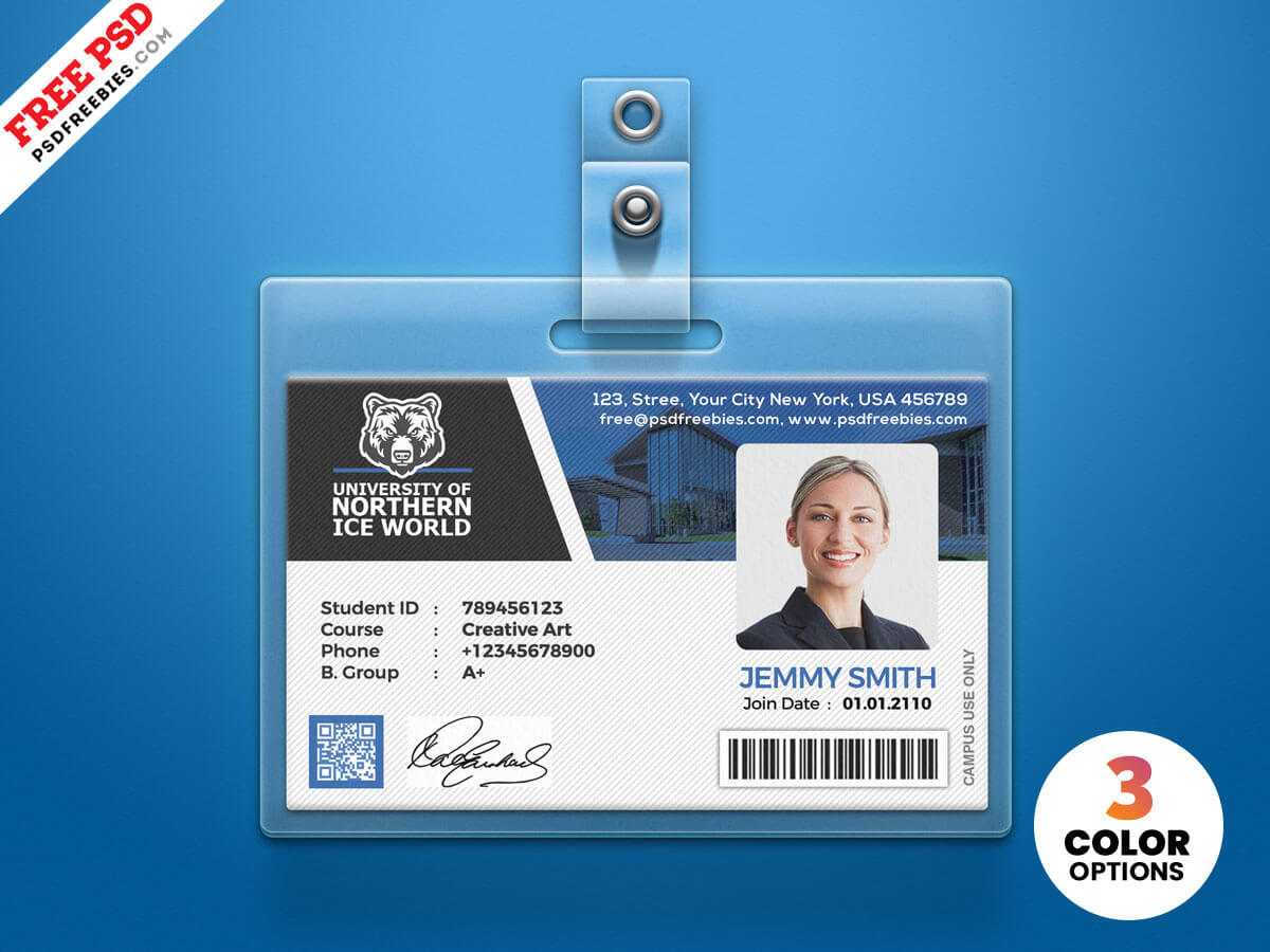 University Student Identity Card Psdpsd Freebies On Dribbble In College Id Card Template Psd